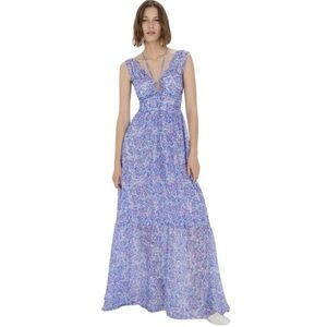 For Love & Lemons Purple Floral Mindy Maxi Dress Womens US S